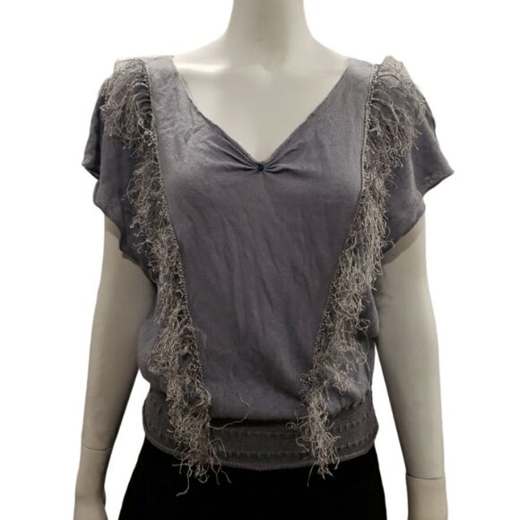 Free People Blue Fringe Top - Picture 1 of 10